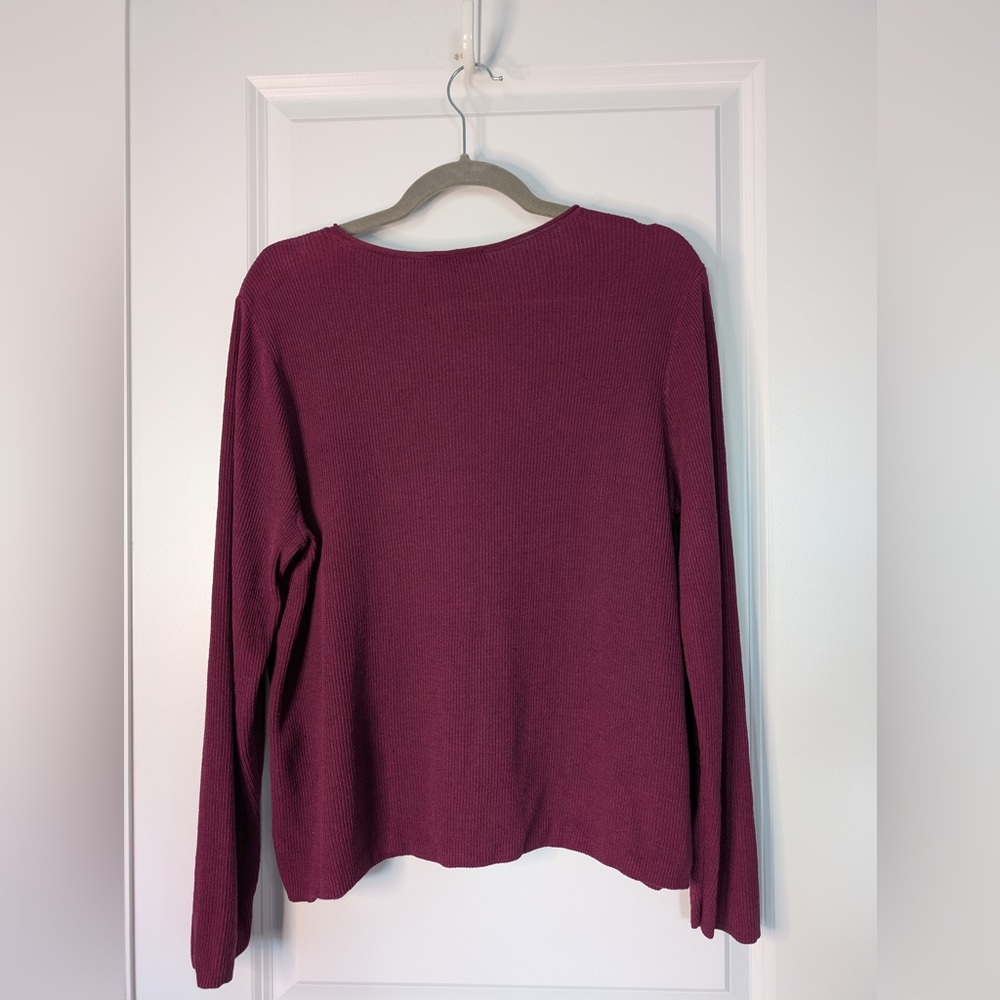Eileen Fisher Jewel Neck Linen/Cotton Pullover Sweater Purple Size Medium - Picture 4 of 10
